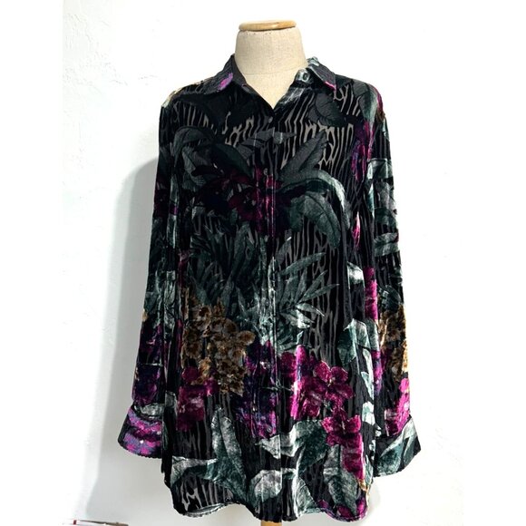 Tommy Bahama Womens Medium Velvet Floral Button-Up Shirt Multicolor - Picture 9 of 9